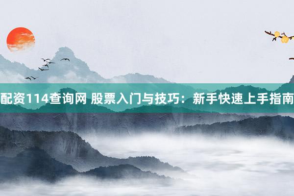 配资114查询网 股票入门与技巧：新手快速上手指南