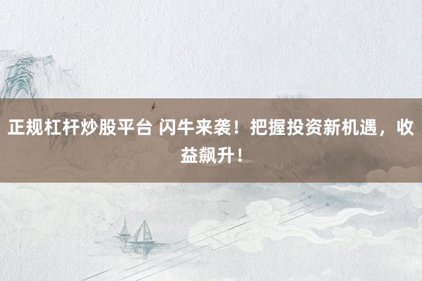 正规杠杆炒股平台 闪牛来袭！把握投资新机遇，收益飙升！